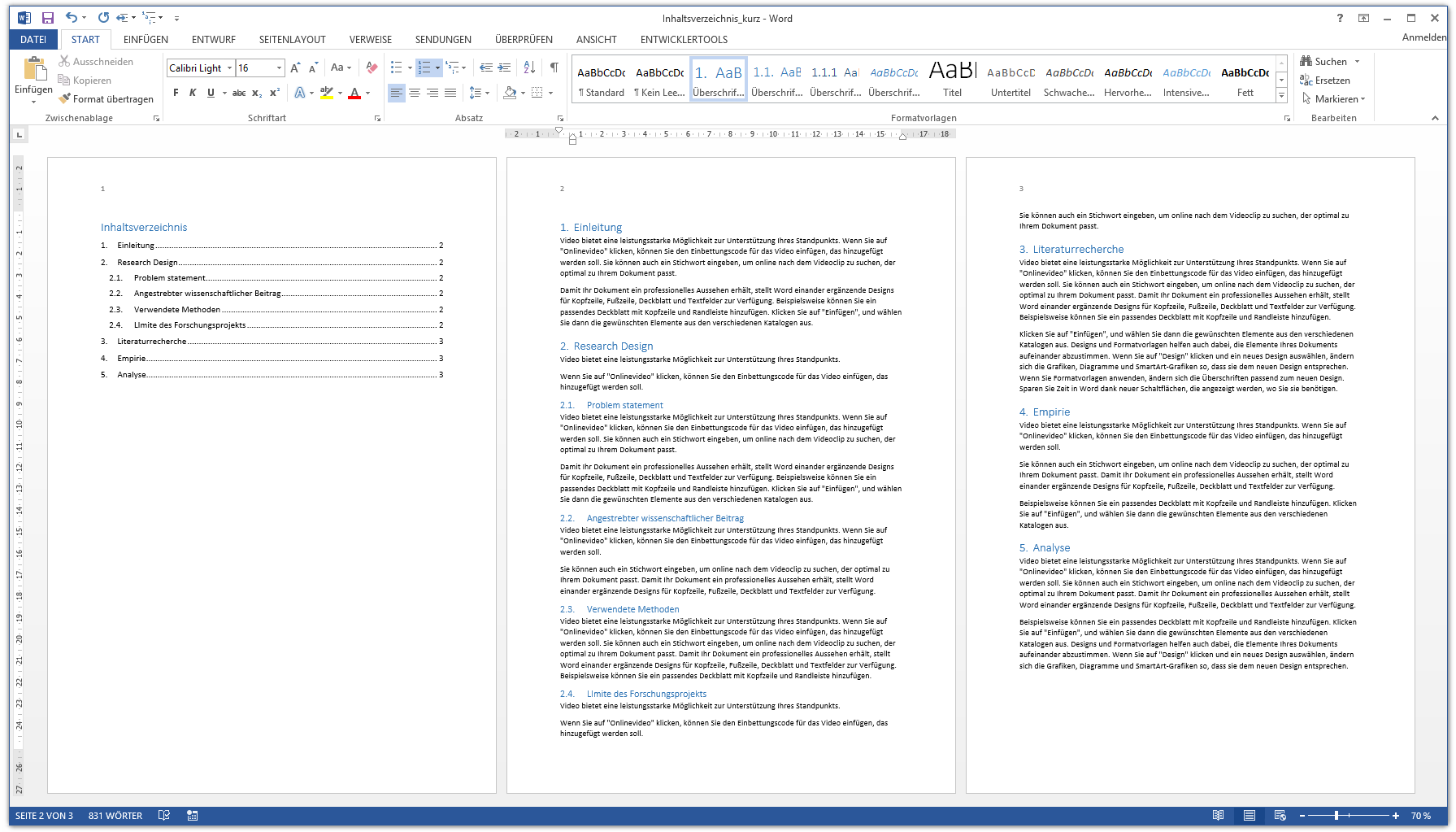 Word Inhaltsverzeichnis Automatisch Erstellen Kurzanleitung