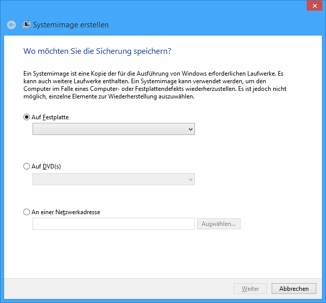 Systemabbildsicherung Screenshot