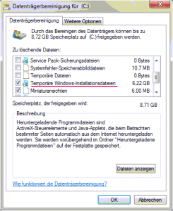 Temporäre Installationsdateien von Windows 10 entfernen