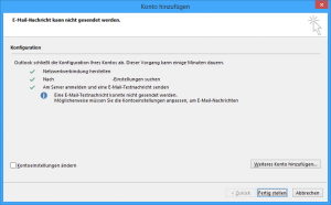 Screenshot automatische Einrichtung E-Mail-Konto in Outlook