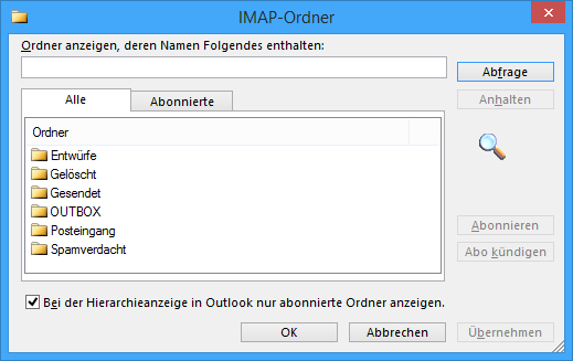 Ordner Abonnements in Outlook