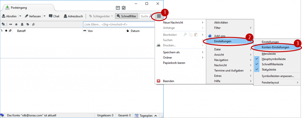 E-Mail-Konto-Einstellungen in Thunderbird