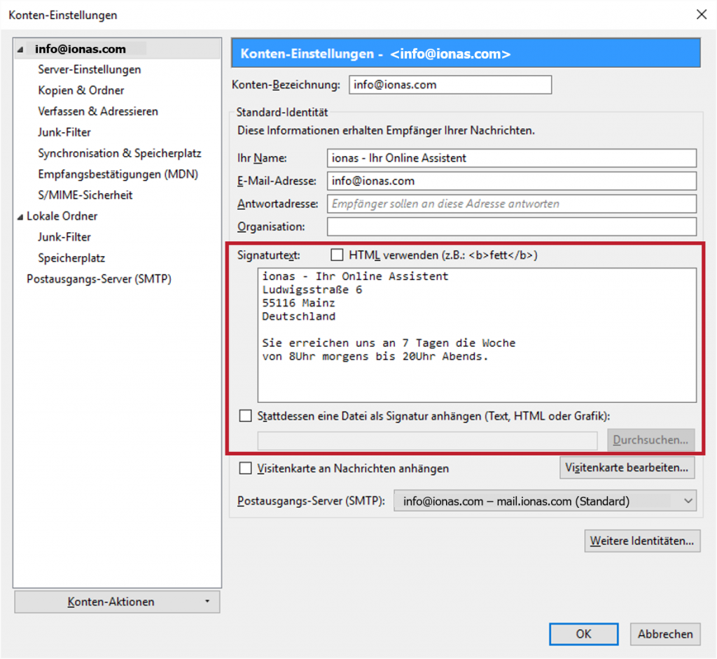 Doppel Bindestrich Aus Der Thunderbird Signatur Entfernen Ionas