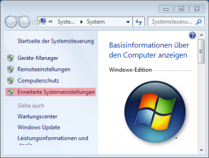 Erweiterte Systemeigenschaften öffnen