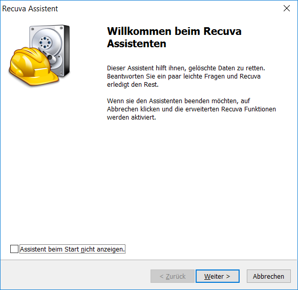Recuva Wiederherstellungsassistent