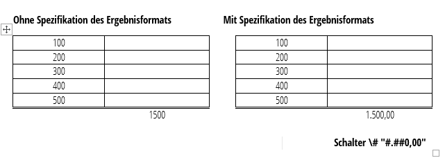 Mit Word rechnen - Beispiel 3