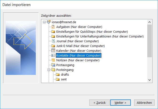 Outlook umziehen erfordert auch den Umzug von Terminen und Kontakten