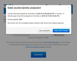 Virustotal.de meldet, dass sich in dem HTML-Formular kein bekannter Schadcode befindet.