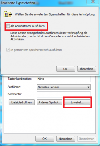 Vorgehen zum Ausführen einer Programmdatei mit erhöhten Rechten